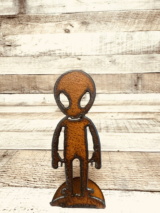 Alien Standing Doodad Figurine Rustic Metal Area 51