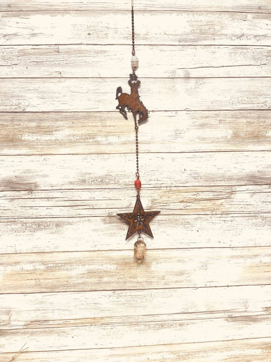 Wyoming Bronc and Star Bell Rustic Garden Weste Chime