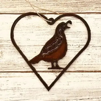 Heart Outline with Quail Ornament Southwest Gift