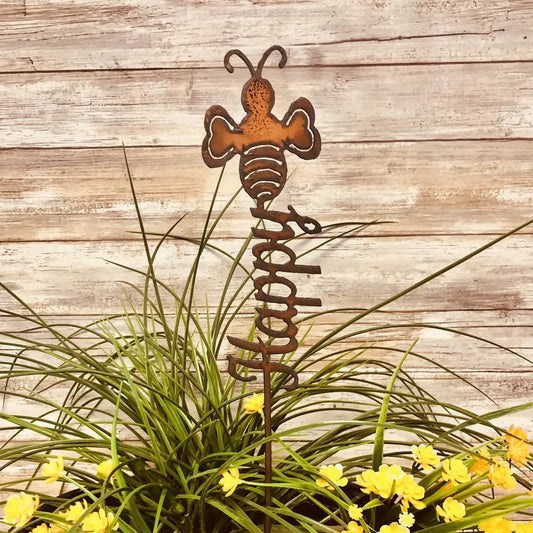 Bee Happy Bumble Bee Garden Stake