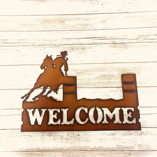 Barrel Racer Horizontal Western Rodeo Welcome Sign