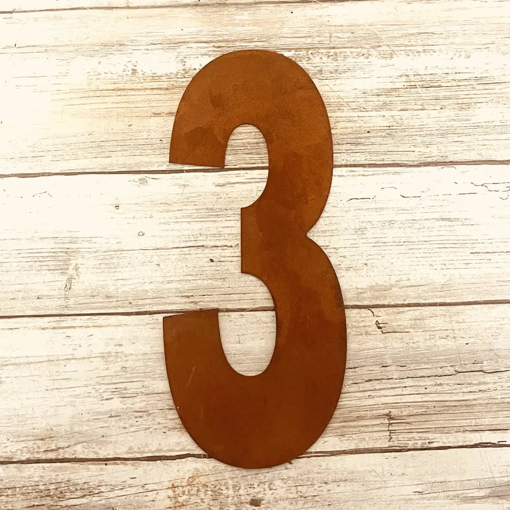 Metal House Number 3 Metal Rustic 8 Inch Garden Outdoor DIY