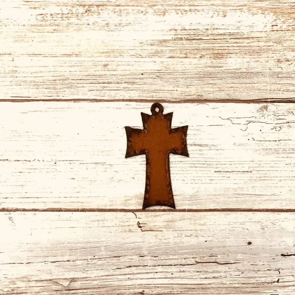 Cross Solid Charm Pendant Rustic Metal