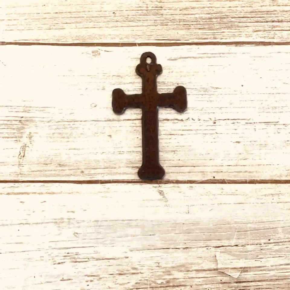 Nail Head Cross Charm Rustic Metal Pendant
