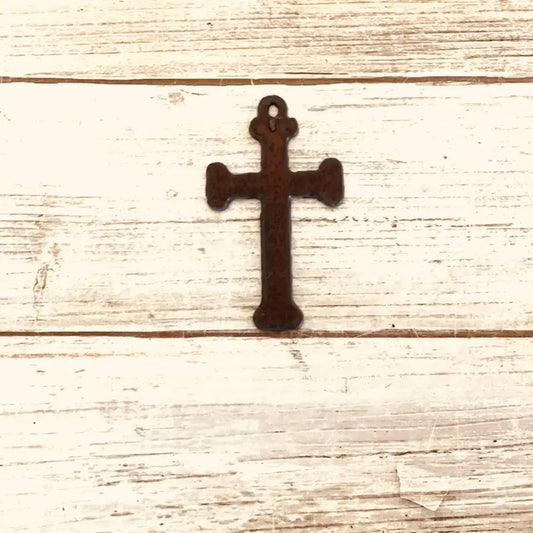 Nail Head Cross Charm Rustic Metal Pendant