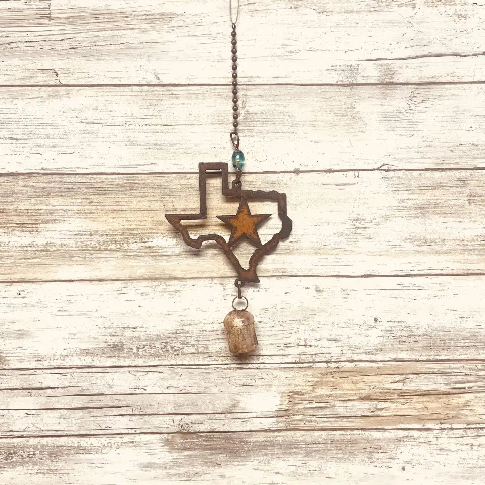 Texas Outline with Star Mobile Bell Garden Chime