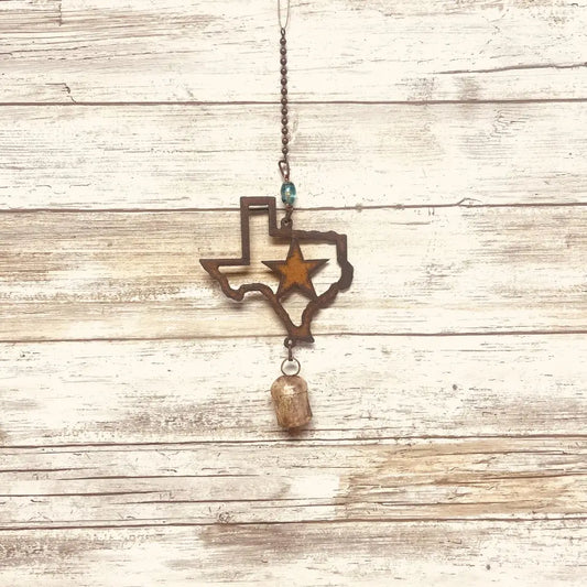 Texas Outline with Star Mobile Bell Garden Chime