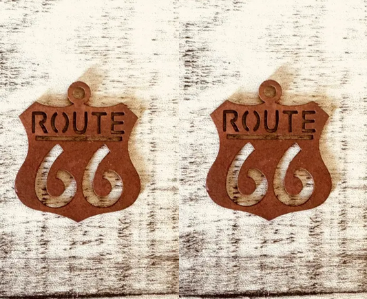 Route 66 Rustic Metal charm Earring Size DIY Pendant