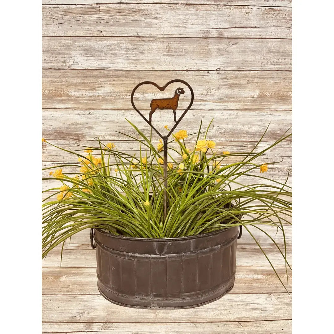 Heart Outline with Lamb Garden Stake 4H Gift