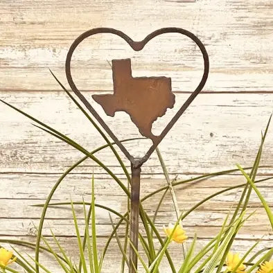Heart Outline with Texas Garden Plant Stake