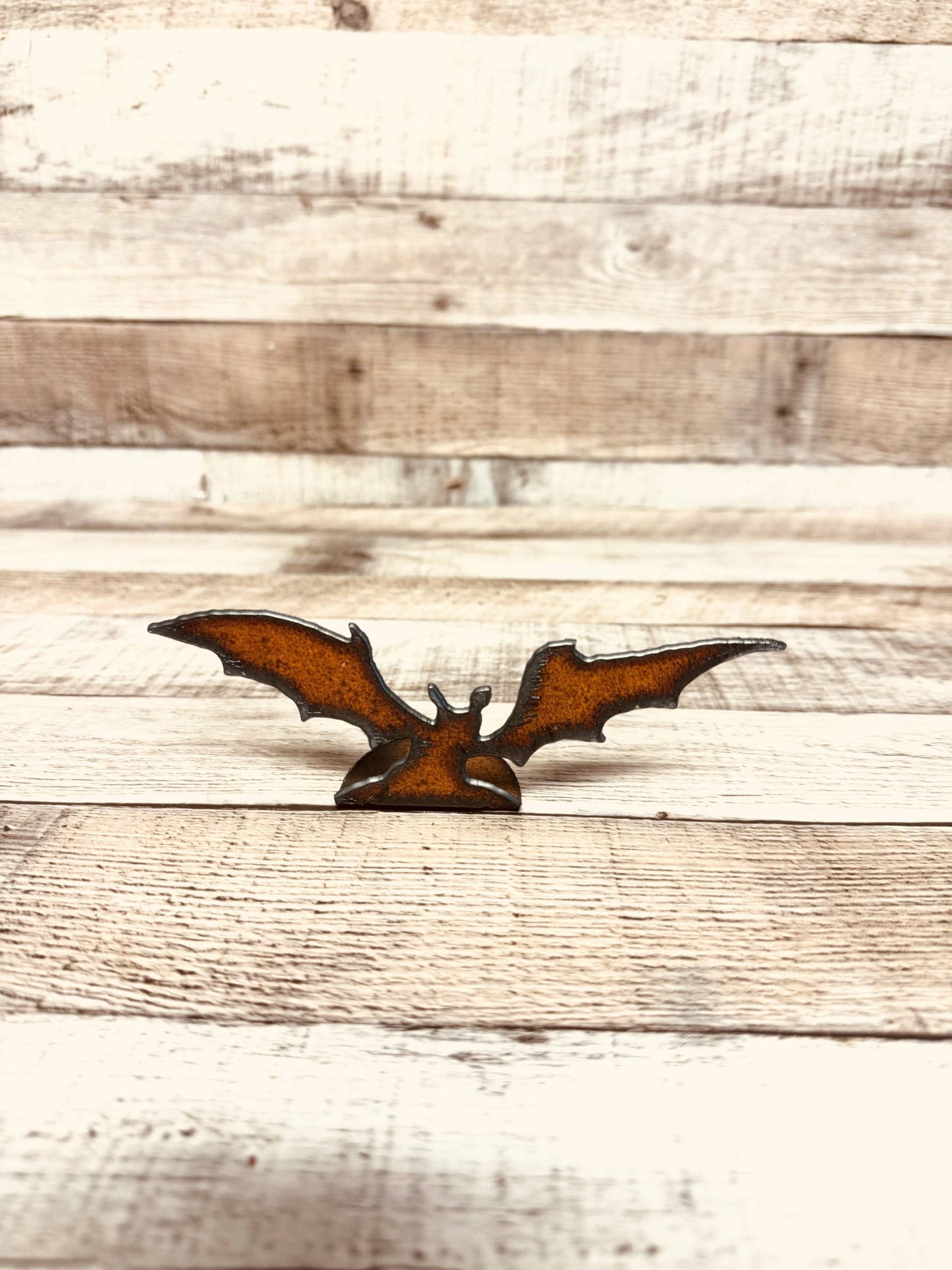 Bat Doodad Rustic Metal Figurine Standing Desk Top Figure