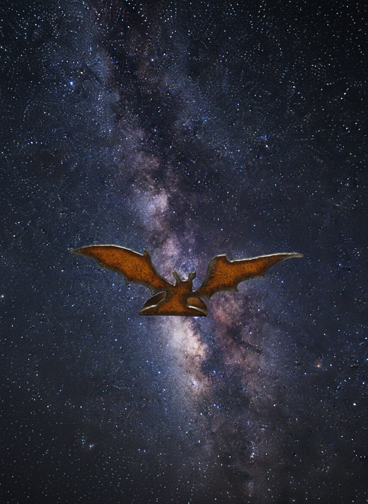 Bat Doodad Rustic Metal Figurine Standing Desk Top Figure