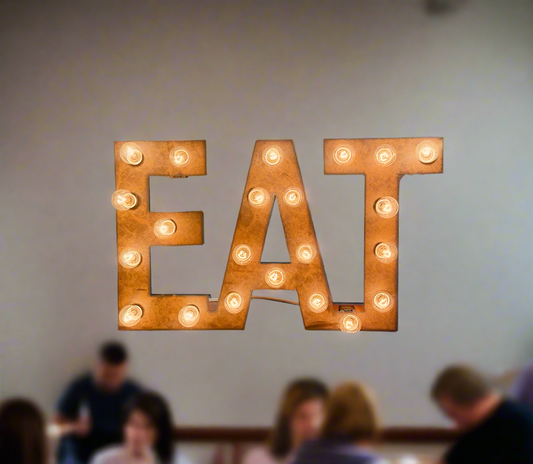 EAT Rustic Lighted Metal Marquee Sign