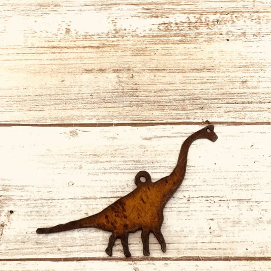 Brachiosaurus Dinosaur Charm Pendant Rustic Metal Small Gift