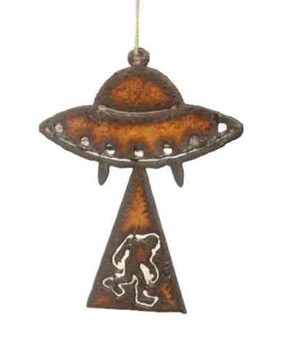 Bigfoot Abduction Flying Saucer Yeti Sasquatch Ornament