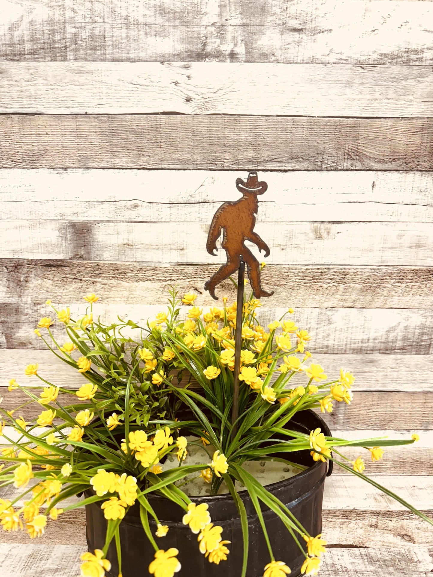 Cowboy Bigfoot Yeti Sasquatch Garden Plant Stick