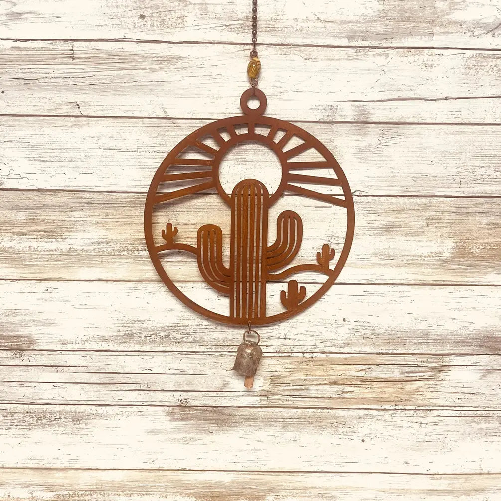 Cactus Bell Rustic Arizona Sunshine Garden Chime Saguaro
