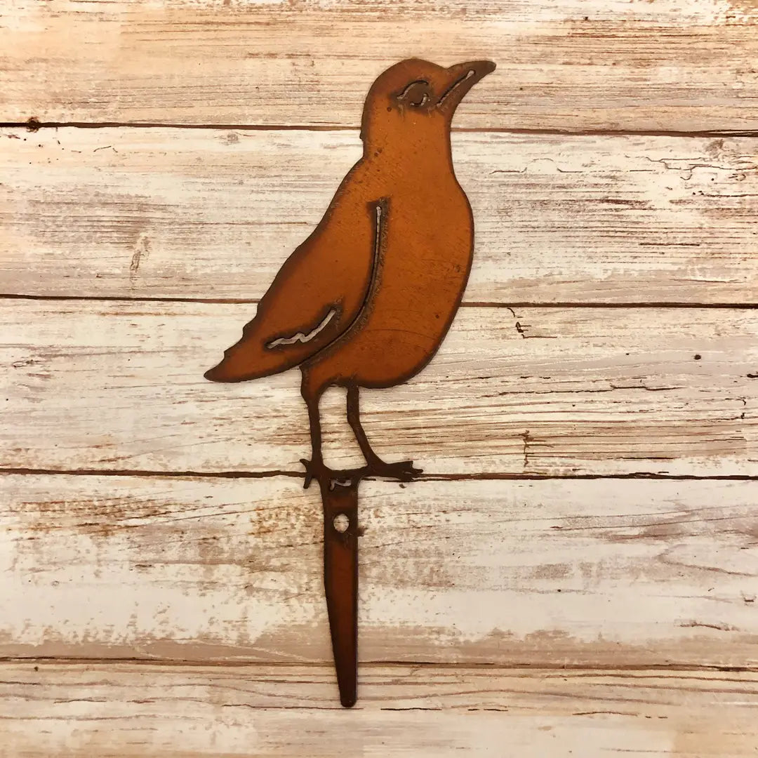 Robin Rusty Metal Bird Garden Yard Stake