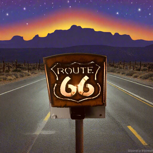 Route 66 Classic Night Light Rustic Metal Made in The USA