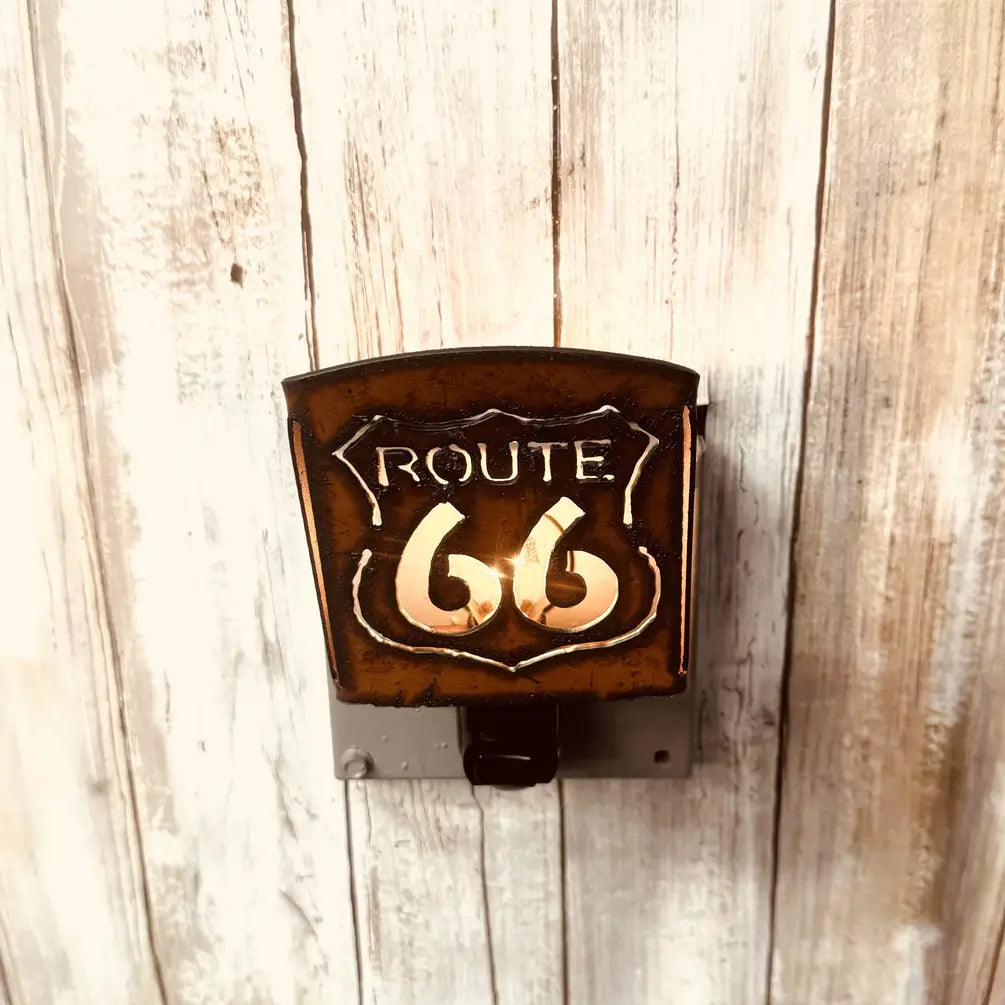 Route 66 Classic Night Light Rustic Metal Made in The USA