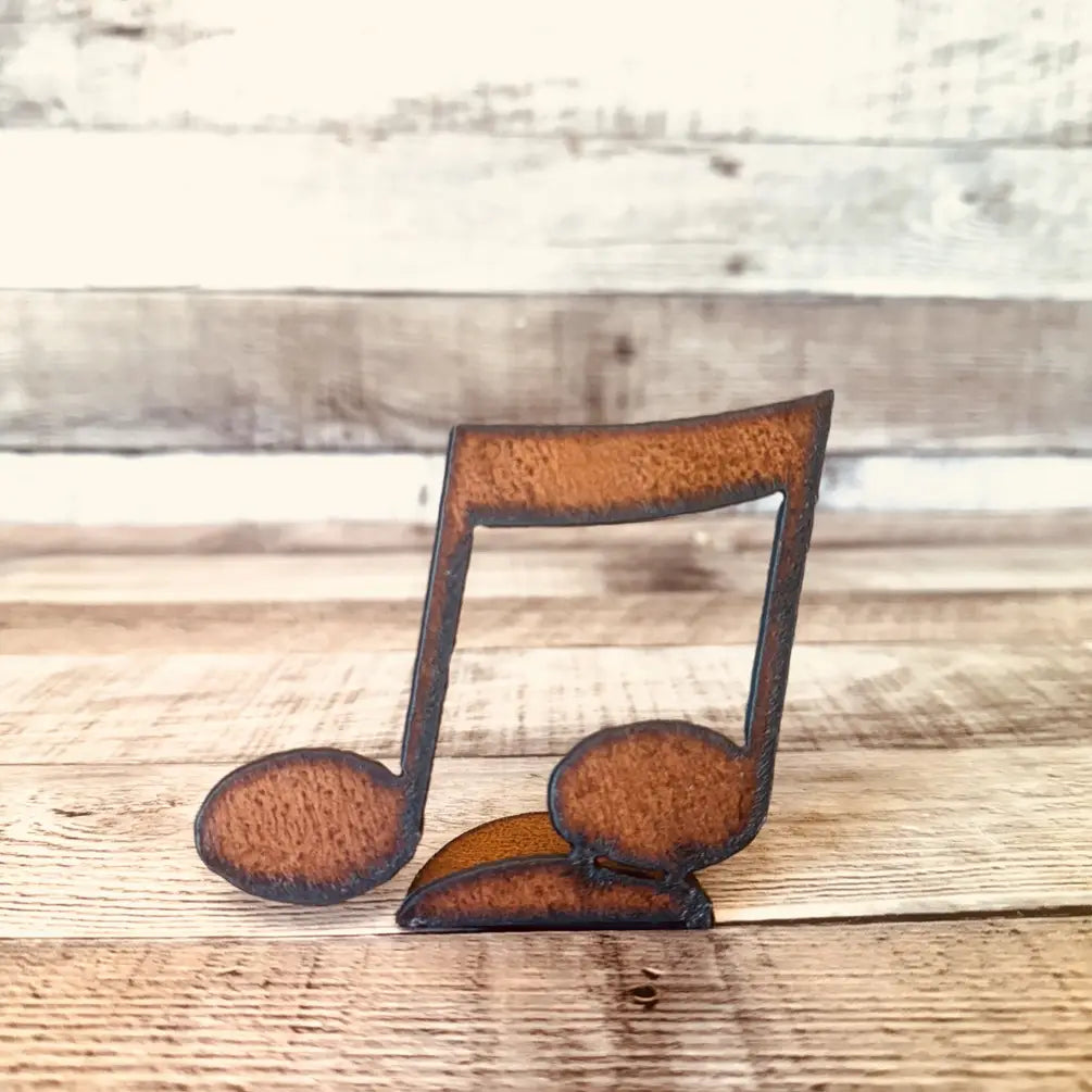 Music Notes Doodad Rustic Metal Standing Figurine Table Top