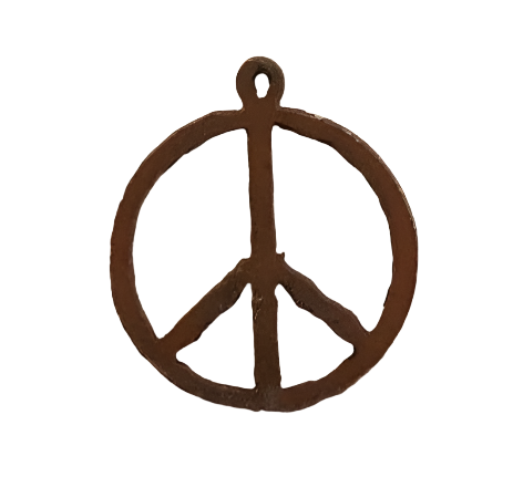 Peace Symbol Charm Rustic Metal Pendant