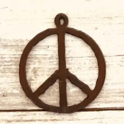 Peace Symbol Hippie Love Charm Rustic Metal Pendant