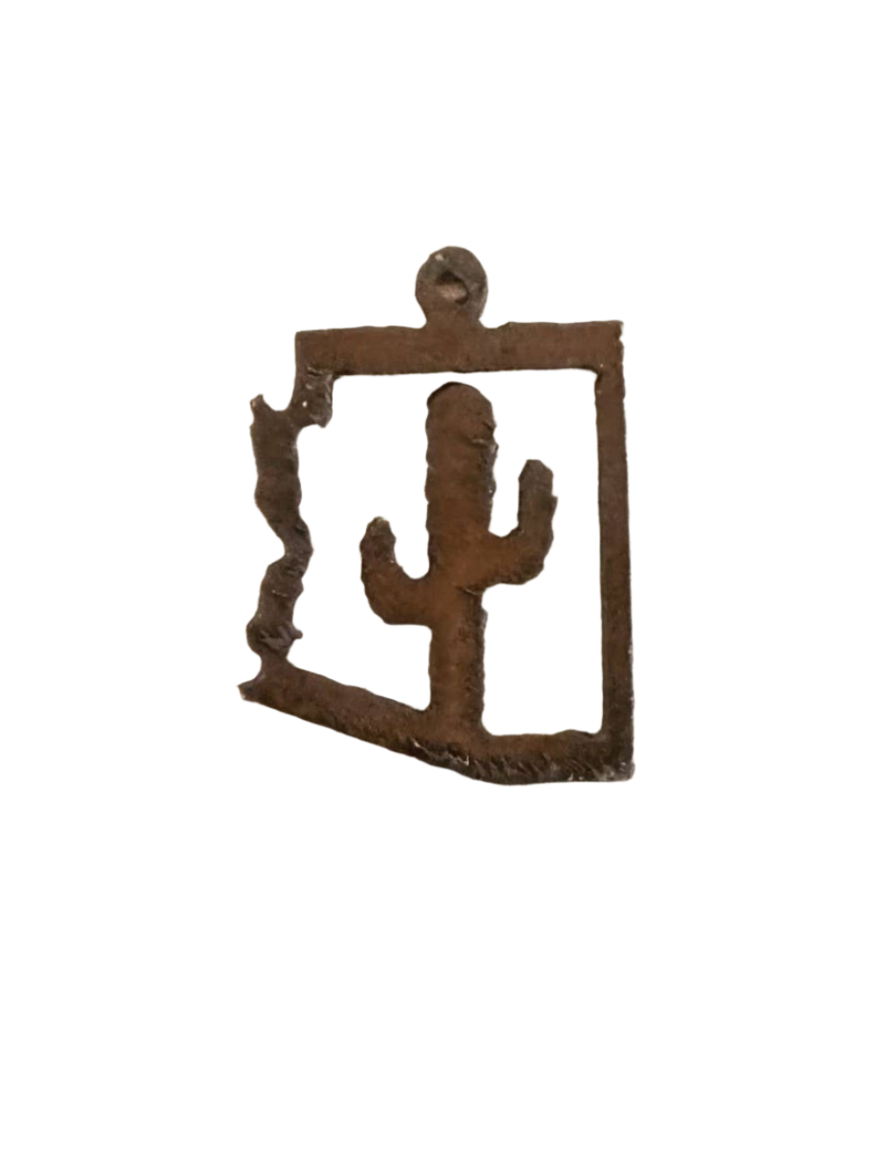 Arizona Outline with Cactus Charm Pendant Rustic Metal Gift