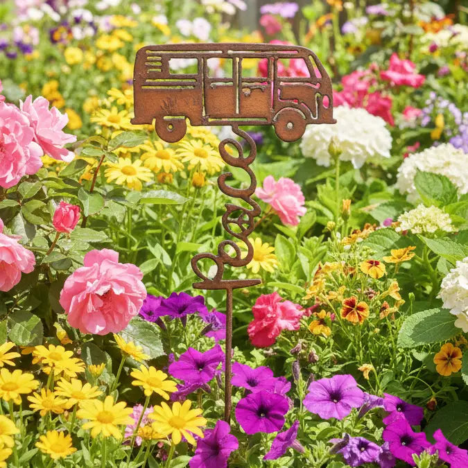 Peace Slug Bus with Peace Hippie Garden Stake