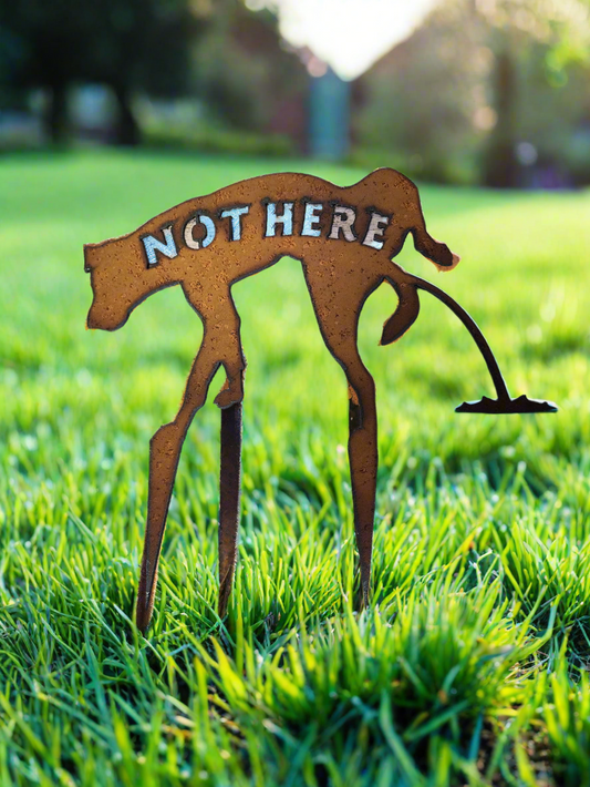 Not Here No Peeing Dog Metal Yard Sign