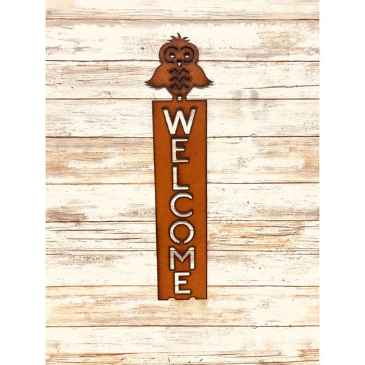 Owl Vertical Welcome Sign