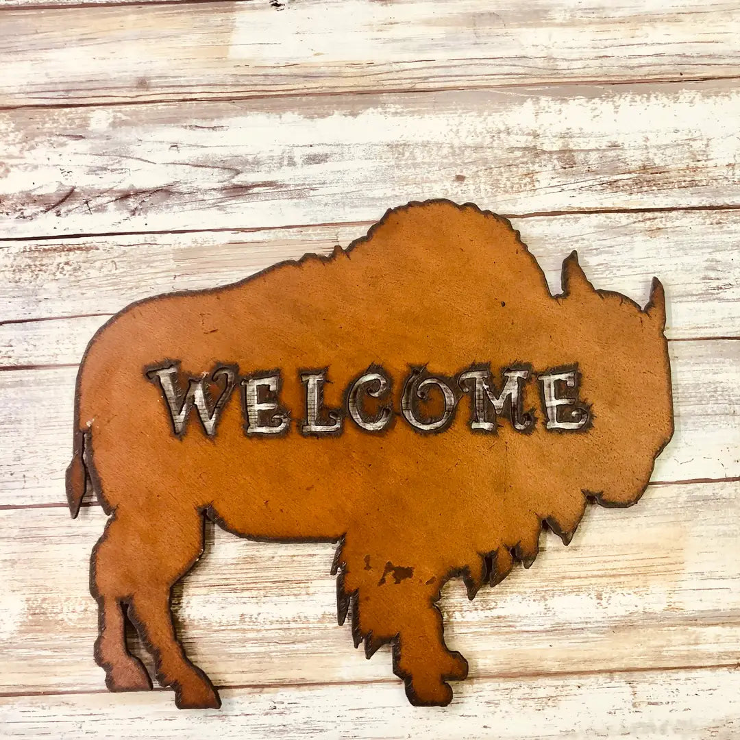 Buffalo Image Welcome Rustic Sign