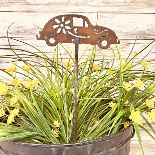 VW BUG GARDEN FRIEND Hippie Plant Stake