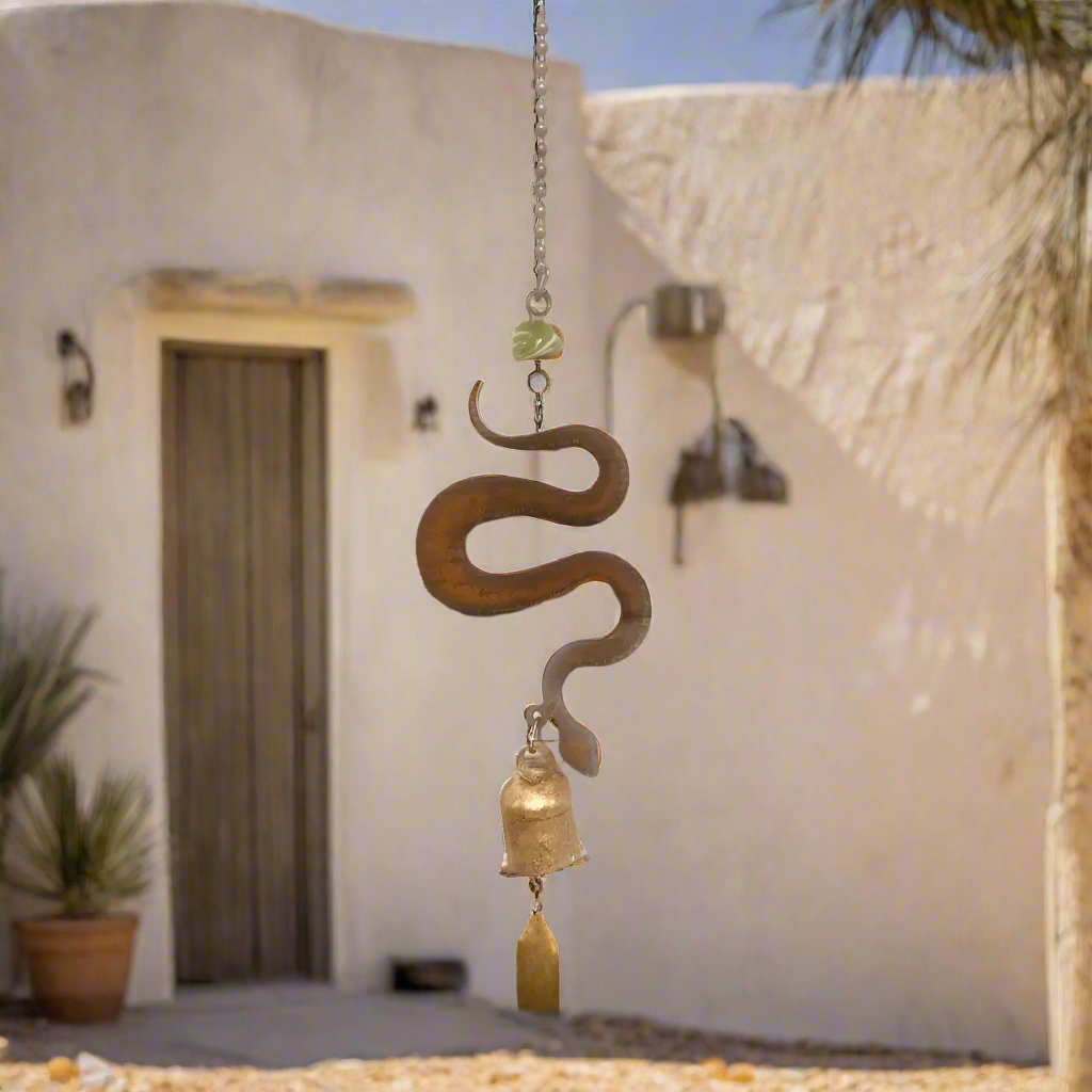 Snake Rustic Metal Garden Bell Charm Desert Gift