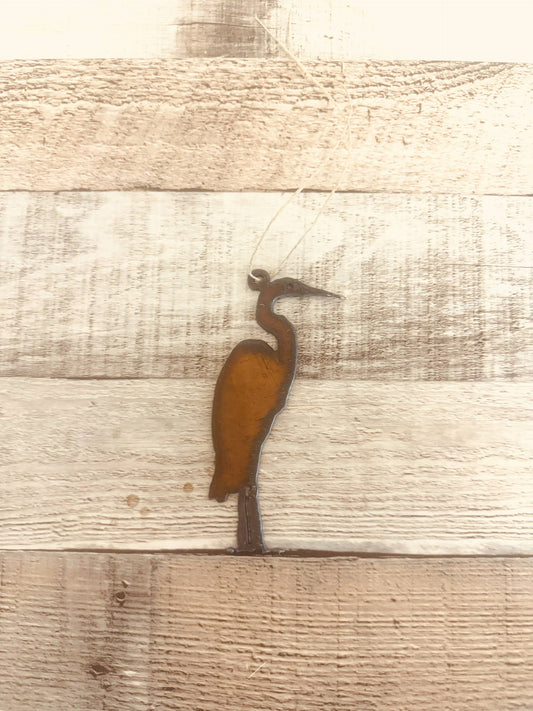 Crane Ornament Rustic Metal Nautical Sealife Ornament