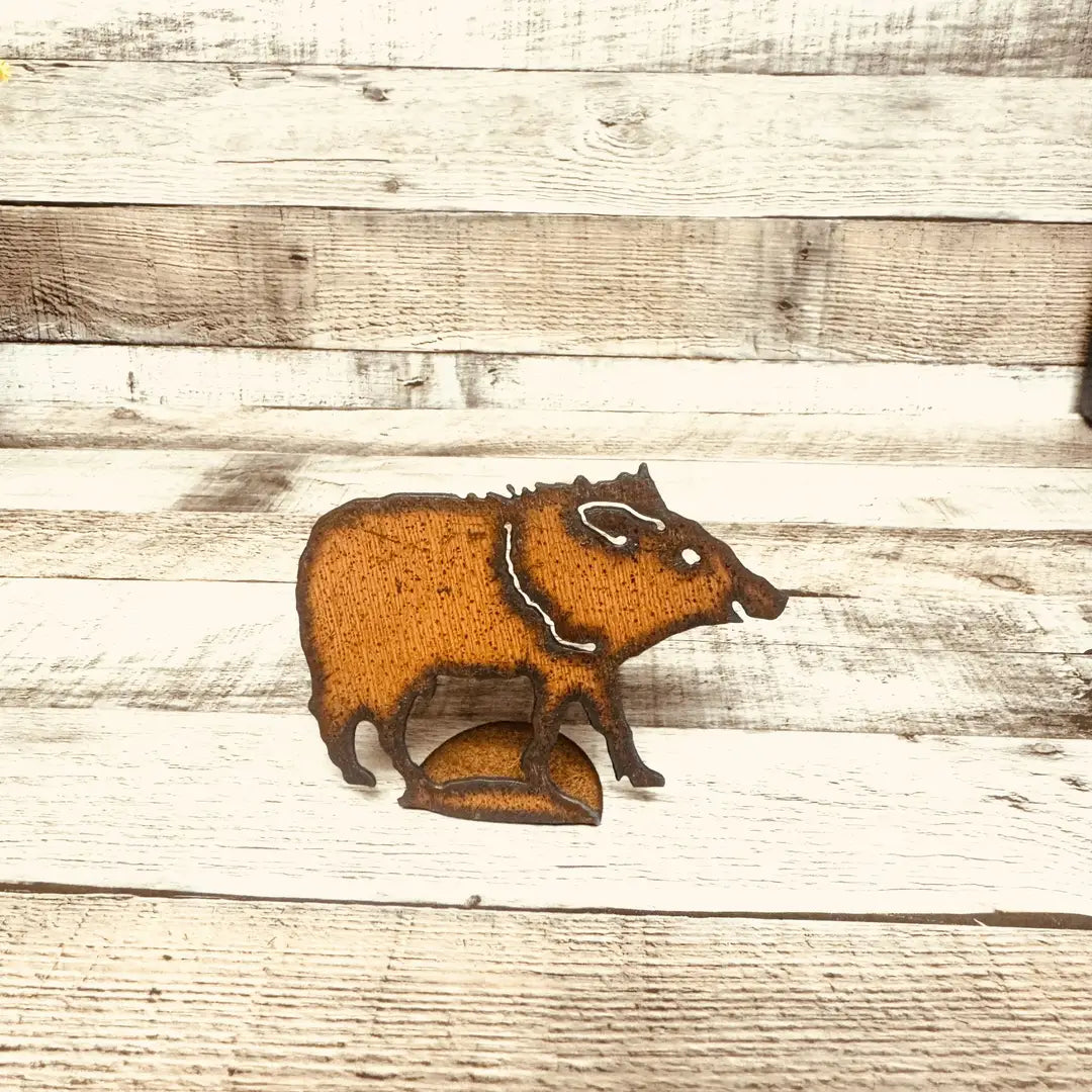 Javelina Doodad Standing Figurine Rustic Metal Sculpture
