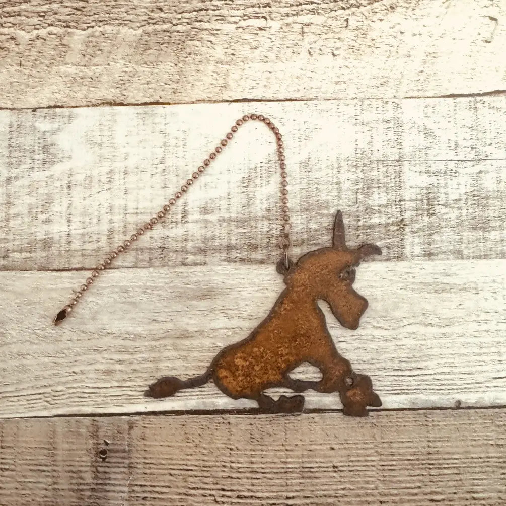 Sitting Donkey Rustic Metal Fan pull Made in The USA