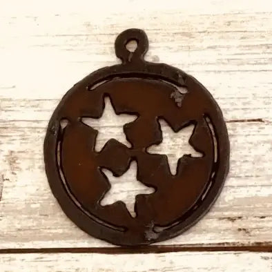 Tennessee Tri Stars charm Pendant Rustic Metal Nashville