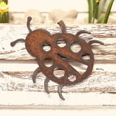 Lady Bug Pot Climber Rustic Metal Garden Decor