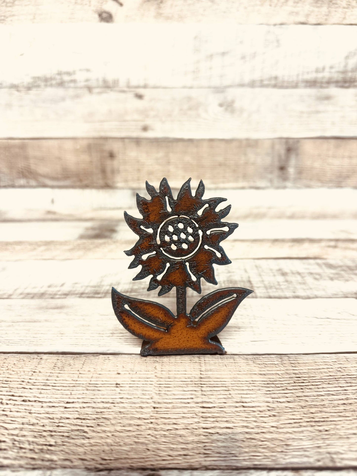 Sunflower Doodad Rustic Metal Garden Standing Figurine