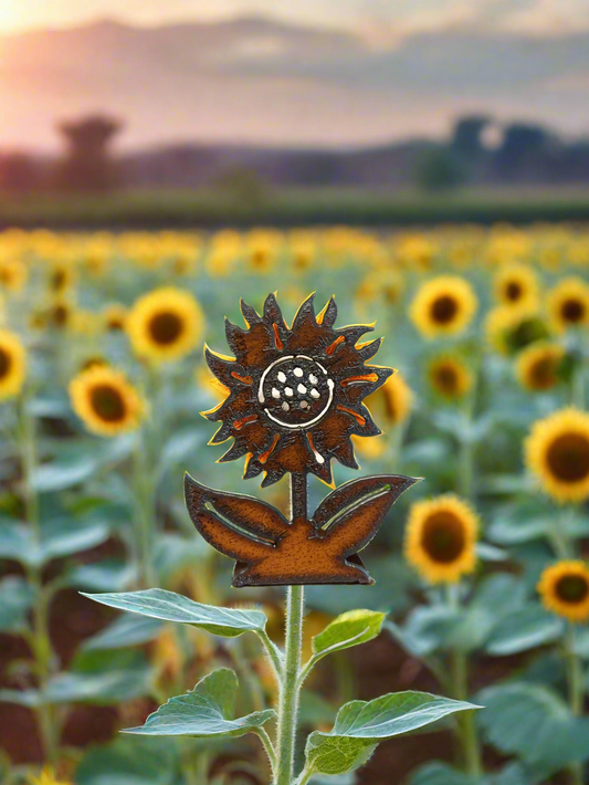 Sunflower Doodad Rustic Metal Garden Standing Figurine