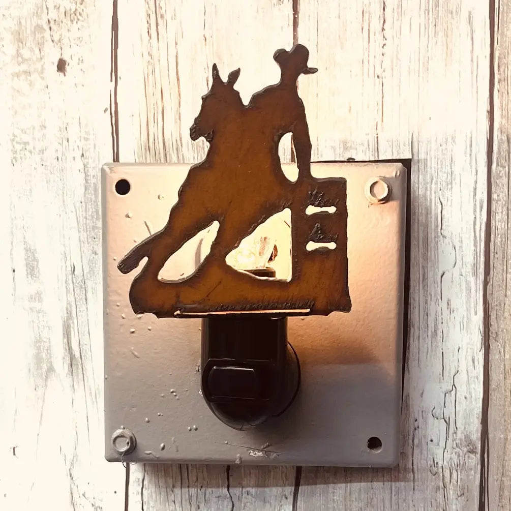 Barrel Racer Image Night light Rodeo Rustic Metal Design