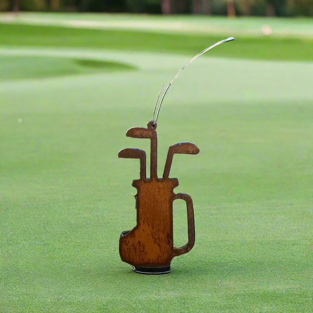 Golf Bag Rustic Metal Ornament Golfer Gift
