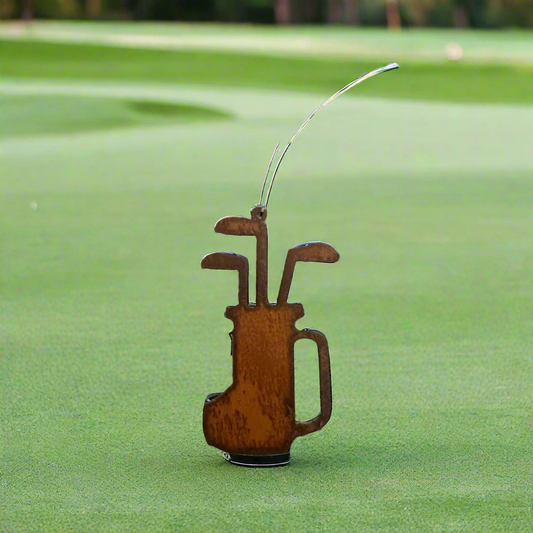 Golf Bag Rustic Metal Ornament Golfer Gift
