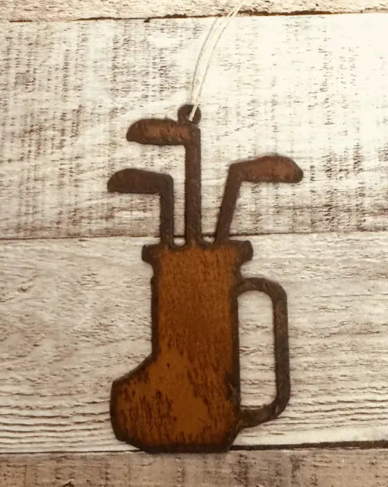 Golf Bag Rustic Metal Ornament Golfer Gift