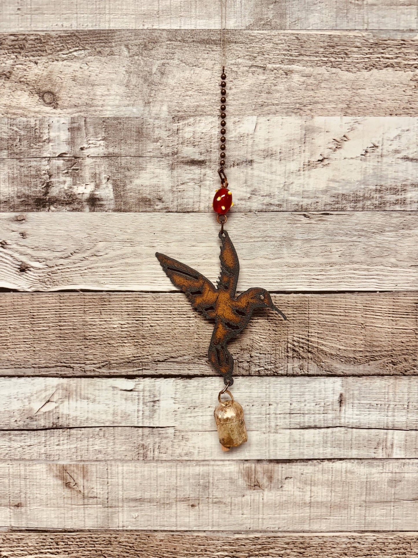 Hummingbird Bell Rustic Metal Garden Chime Nana Bell Garden