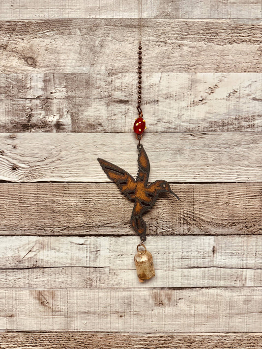 Hummingbird Bell Rustic Metal Garden Chime Nana Bell Garden