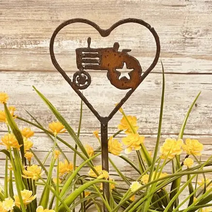 Heart Outline with Tractor Plant Stake 4H Farm Garden