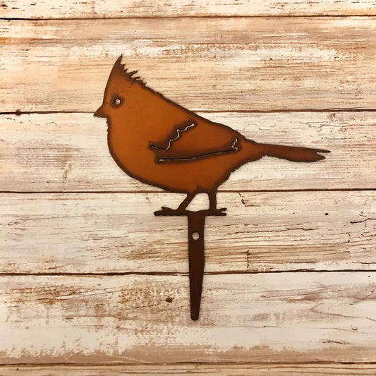 Cardinal Rusty Bird Garden Yard Stake