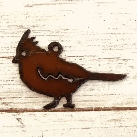 Cardinal Charm Rustic Metal Bird Pendant Small Ornament